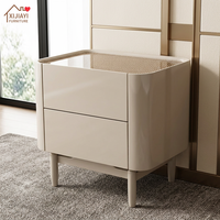 Table de chevet moderne de luxe italienne, 2 tiroirs, blanc, miroir, finition brillante, bois massif, cuir, métal, écologique, rangement pour chambre à coucher
