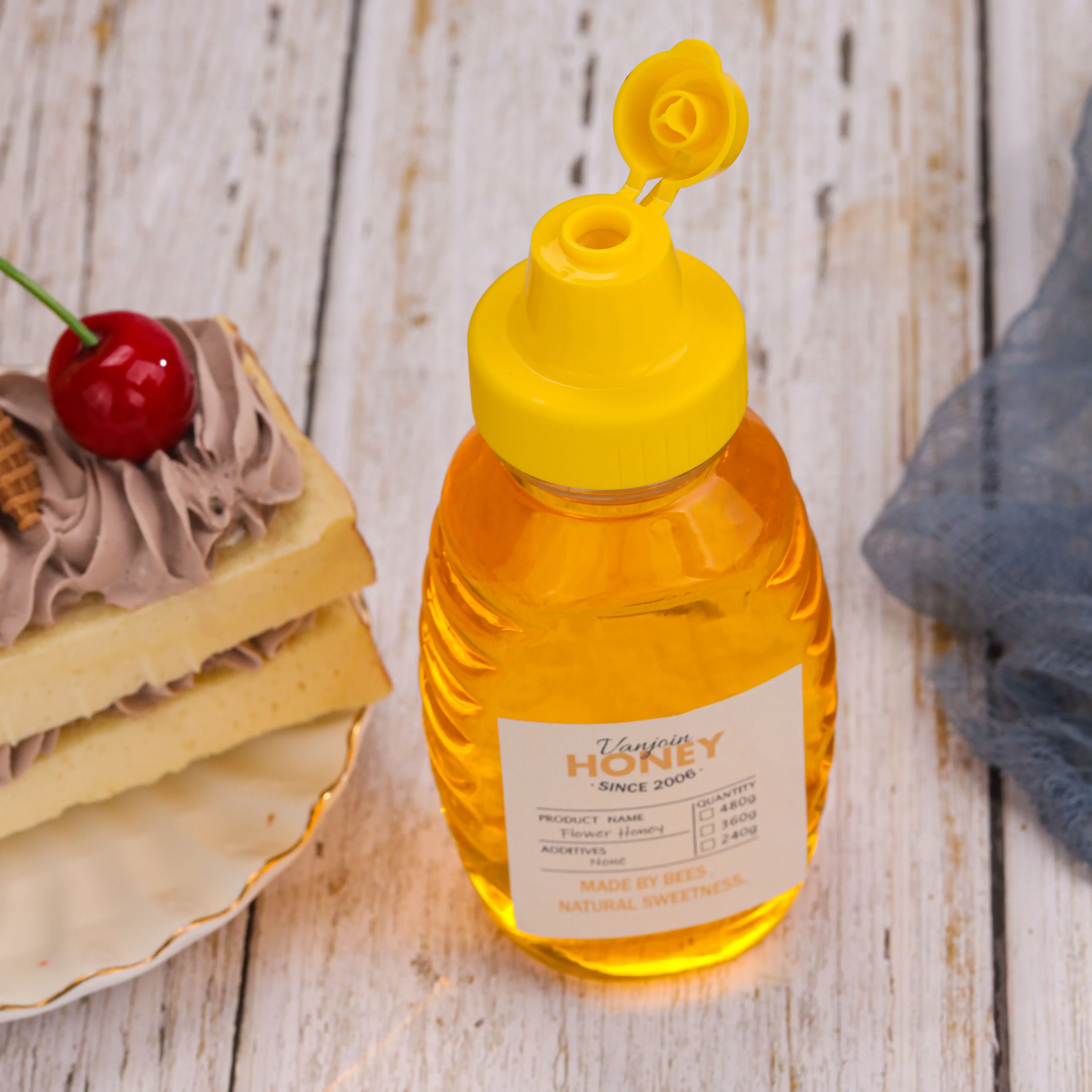 Vanjoin 100g di alta qualità BPA Free PET Squeeze salsa miele per uso alimentare plastica trasparente bottiglia di miele