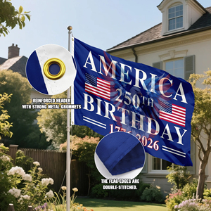 Bandera de Feliz Cumpleaños 250 Años, 1776-2026, Semicentenario, 3x5 Pies, Poliéster Resistente a la Decoloración, para Decoración del 4 de Julio - Product Image 4