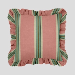 Sarung bantal Linen cetak garis-garis warna-warni pada 100% dengan Kerut, sarung bantal dekorasi netral/ - Product Image 2