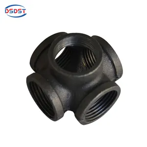 Großhandel rohr armaturen 3 4 1 2-1/2 "3/4" 1 "Black Malleable Iron Cast Pipe Fitting 5 Way Pipe Female Tube Connector Cross