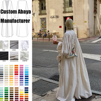 Abaya personnalisée de qualité supérieure en coton et lin, grande taille, manches longues, vente en gros, couleur unie, vêtements islamiques, robe Abaya pour le Ramadan