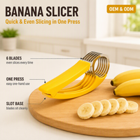 Éplucheur de bananes en acier inoxydable, 6 lames, coupe-aliments manuel multifonctionnel, gadget de cuisine pour fruits et légumes