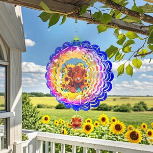 Molinillo de Viento con Forma de Vaso de Girasol para Colgar en el Jardín, Regalo Único, Molinillo de Viento 3D para Exteriores - Product Image 2