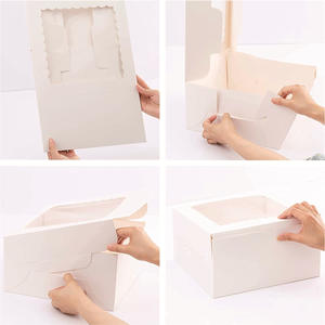 Boîte à gâteaux personnalisée en papier, qualité alimentaire, avec poignée haute, en carton kraft, pour cupcakes, <span class=keywords><strong>livraison</strong></span> personnalisée, cadeau, mariage - Product Image 3