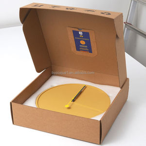 Horloge murale ronde en béton jaune minimaliste de 12 pouces, design Pack <span class=keywords><strong>Man</strong></span>, quartz, logo de marque personnalisé, salon, bureau, hôtel - Product Image 6