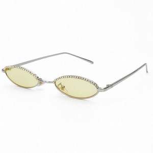 Lunettes de soleil ovales de luxe UV400, modèle 2020, très tendance, unisexes, en métal, avec strass, style œil de chat - Product Image 6