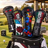 Housse de tête de club de golf personnalisée brodée, en cuir PU imperméable, pour driver, housses de bois de golf professionnelles sur mesure, OEM