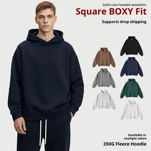 Felpa Corta con Cappuccio Oversize in Pile Pesante 350G, Autunno 2025, Stile Trendy e Comodo per <span class=keywords><strong>Uomo</strong></span> - Product Image 2