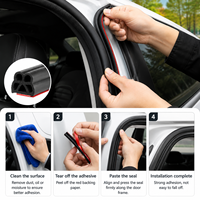 Bande d'étanchéité en caoutchouc EPDM auto-adhésive double couche à 5 trous en forme de B pour porte de voiture, fenêtre, capot et coffre, réduction du bruit