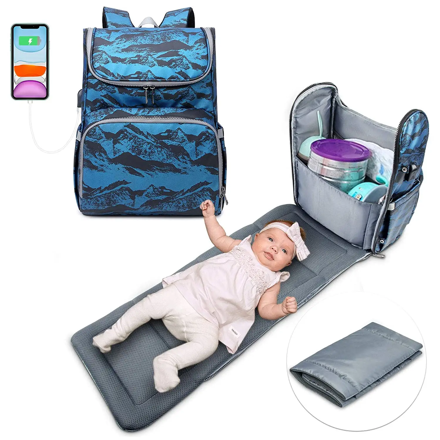 Многофункциональная Водонепроницаемая дорожная сумка для подгузников, рюкзак с пеленальной подушкой для мам, пап