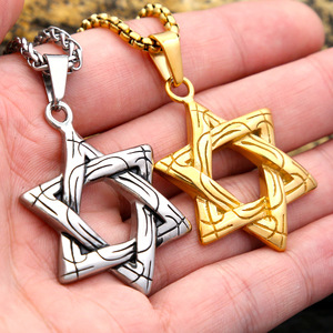 Yunnique Hexagram Collar de acero inoxidable para hombre, colgante de estrella de color dorado y plateado, joyería, regalo, collares de moda - Product Image 4