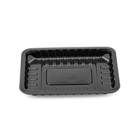Barquette en plastique PP noir jetable, empilable, durable et de haute qualité, pour viande, fruits de mer, volaille, œufs et fruits