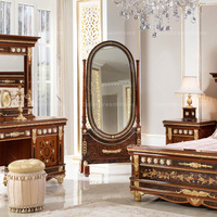 Ensemble de meubles de chambre à coucher en bois massif, lits en bois sculpté, meubles de chambre à coucher de style antique français, taille king size