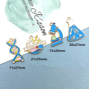 Ciondoli a Forma di Microscopio per Laboratorio Scientifico, per Creazione di Gioielli Fai-da-Te per Bambini, Charm Smaltati per Chimica - Product Image 2