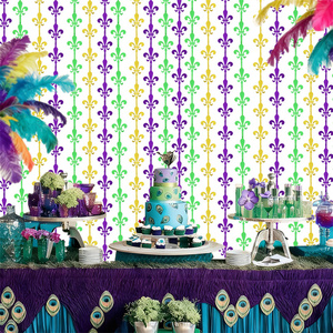 Décoration de fête, rideau de pluie irisée en PET, violet, vert, or, trois couleurs, fond à franges, utilisation intérieure, Nouvelle-<span class=keywords><strong>Orléans</strong></span> - Product Image 3