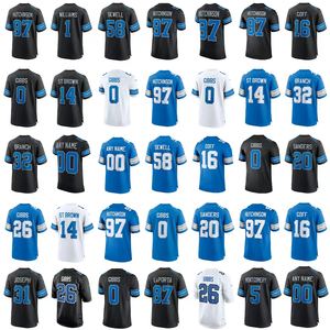 2025 leone uomo di alta qualità personalizzabile Football americano abbigliamento sportivo ricamato con il nome della squadra di Detroit Jersey con il Logo cucito - Product Image 1