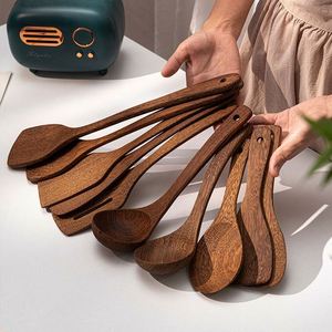 <b>Set</b> of No <b>Paint</b> Chicken Wings Wooden Soup Spoon Frying Dish Spatula Household Non-Stick Kitchenware - Product Image 4