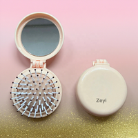Ensemble brosse à cheveux de voyage démêlante avec miroir et lisseur, pliable, compact et portable pour un coiffage rapide des femmes, cadeau - Blé