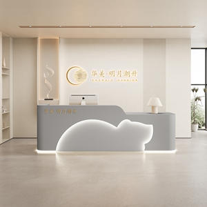 مكتب صغير حديث وردي على شكل حرف l ، صالون تجميل ، صالة ألعاب رياضية ، مكتب أمامي - Product Image 5