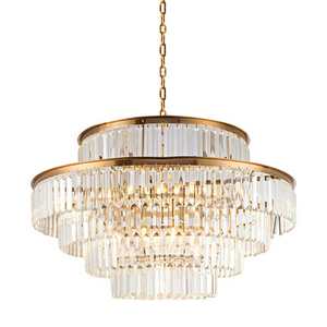 Lámpara de techo moderna de cristal y cobre con capas redondas para comedor, iluminación colgante de lujo - Product Image 1