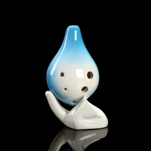 Mini ocarina en céramique à 6 trous, design goutte d'eau, glaçure effet craquelé, instrument à vent, cadeau musical éducatif pour débutants - Product Image 3