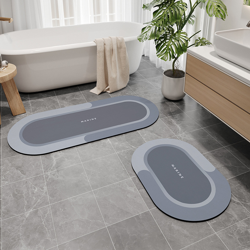 Diatomaceous earth bathroom mat - Morandi square dark gray