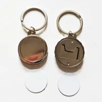 Ouvre-bouteille en alliage 2 en 1 avec logo personnalisé, porte-clés ronds personnalisés à sublimation