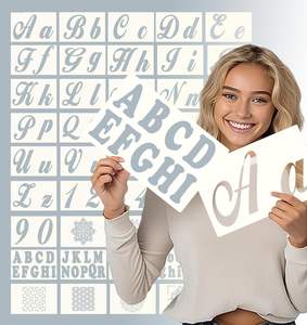 124 numéros de l'alphabet Mandala pochoirs petit grand majuscule 2 et 4 pouces Arts artisanat lettres <span class=keywords><strong>pochoir</strong></span> modèle réutilisable - Product Image 1