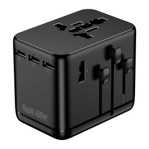 45W GaN Universal Travel <b>Adapter</b> International Power <b>Plug</b> Converter with 4 <b>USB</b>-C + 1 <b>USB</b>-A + 2 AC Ports for EU/UK/US/AU - Product Image 1