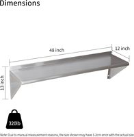 2-pack roestvrijstalen schappen, 320LB, commerciële wandmontage, voor thuis, keuken, restaurant