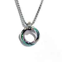 Nouveau Designer Punk Titane Acier Coloré Cercle Collier Or Noir Plaqué Triple Anneaux De Verrouillage Colliers Pour Hommes Femmes