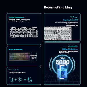 Eweadn X99 Tùy Chỉnh Pbt Bàn Phím Cơ Khí Không Dây Cho <span class=keywords><strong>Bluetooth</strong></span> Tri-Chế Độ Chơi Game Side Khắc Bàn Phím Cho Trò Chơi Esports Ne - Product Image 4