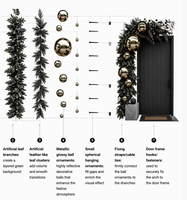 Guirlande de Noël artificielle en gros avec ornements de boules dorées surdimensionnées et feuillage vert foncé pour l'entrée de la maison ou la décoration murale de Noël