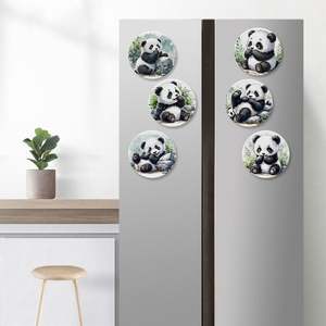 Aimant de réfrigérateur rond en céramique au design hibou, imprimé UV, personnalisable, vierge pour sublimation, avec logo personnalisé - Product Image 2