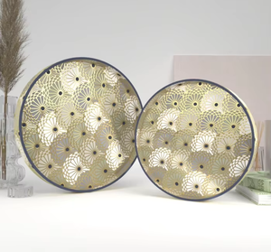 Printed Enamel Wooden Serving <b>Platter</b> High-Quality Handmade Mango and Acacia Wood Salad Serving Bowl with Decorative Finish - Product Image 3