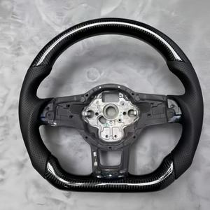 Volante de fibra de carbono para Volkswagen Glotion Golf MK 6 7 7,5 GTI GTD GTE <span class=keywords><strong>R</strong></span> Pol Passat B8 <span class=keywords><strong>R</strong></span> Polo Volante de cuero - Product Image 1