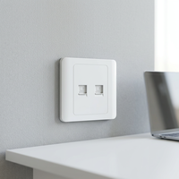 Prise murale pour ordinateur série Yuanjing, double RJ45, 1 port, ignifuge, panneau PC, montage encastré, plaque murale modèle C49, IP22