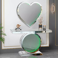 Table console de luxe scintillante effet diamant broyé avec miroir, mobilier de haute qualité - Offre Spéciale