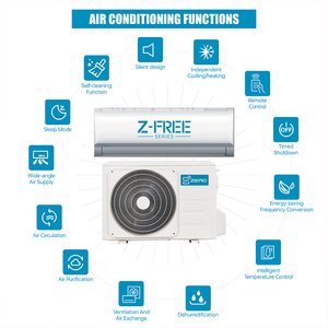 ZERO Ductless <b>Mini</b> Split <b>Air</b> <b>Conditioner</b> Variable Frequency Wall-Mounted With R32 Refrigerant for & Household Use High Efficienc - Product Image 3