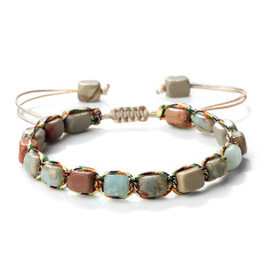 Bracciale Artigianale in Pietra, Gioiello Intrecciato con Charm, Bracciale con Perle di Diaspro Sedimentario Marino Naturale, Regalo per Donne - Product Image 3