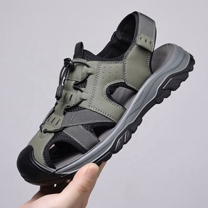 Sandalias de Hombre para Exteriores con Punta Cerrada, Cómodas, Casuales, de Verano, con Suela de Goma, Entresuela de EVA, Forro Textil, Parte Superior de Cuero Genuino, Estilo Slip-On - Product Image 3