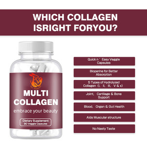 OEM Private Label Multi <b>Collagen</b> Capsule with Protein <b>Collagen</b> Complex Supplement for Healthy Skin Help Bone Strength Capsules - Product Image 6