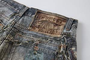 Jeans distintivos <span class=keywords><strong>rectos</strong></span> sueltos para hombre con impresión digital de Corte Real de calle alta popular de primavera - Product Image 6