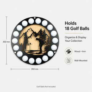 Support mural en bois pour ballons de golf, idéal pour les collections de tournois, les terrains de golf, la maison, le bureau et les clubs. - Product Image 2