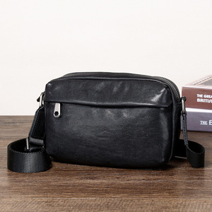 Men's Genuine Leather Crossbody <b>Bag</b> Black Durable Everyday Use - Product Image 3