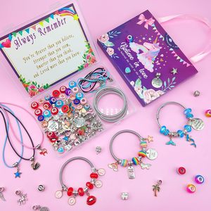 QIAO, cuentas europeas con agujeros <span class=keywords><strong>grandes</strong></span>, Kit de fabricación de joyas Diy hecho a mano, conjunto de pulsera con cuentas DIY con caja de almacenamiento para regalo de niñas - Product Image 1