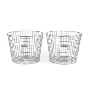 Juego de 2 cestas de alambre de hierro galvanizado plateado para almacenamiento en el jardín, estilo sencillo - Product Image 1