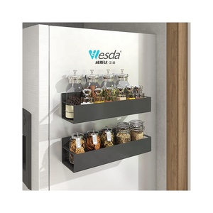 Organizador de almacenamiento de baño para el hogar WESDA, 2 piezas, cocina, Metal negro, nevera móvil, estantes magnéticos para especias para refrigerador - Product Image 1