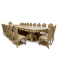 Table de salle à manger en bois massif doré Royal Classic, grande table de banquet, ensemble de table à manger extra large